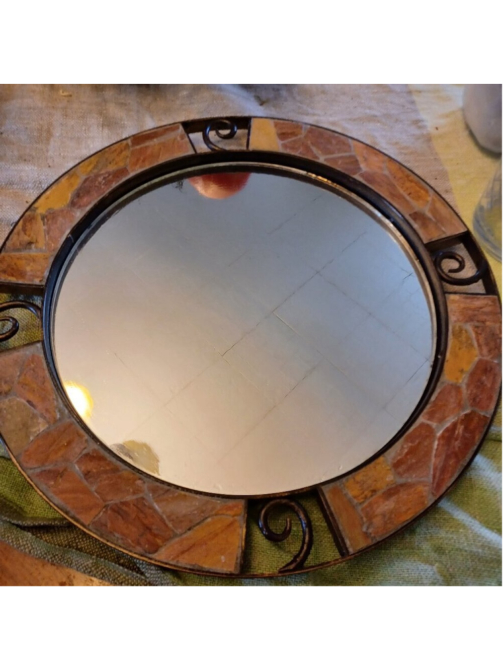 Pier 1 Vintage metal and stone mirror